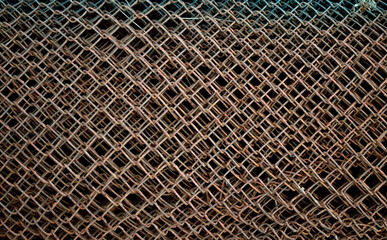 roll of old metal mesh, close-up as texture for background