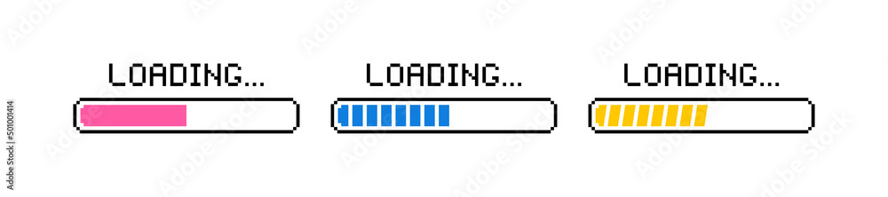 Fototapete pixel art 8-bit loading bar concept. loading or installing process. vector illustration