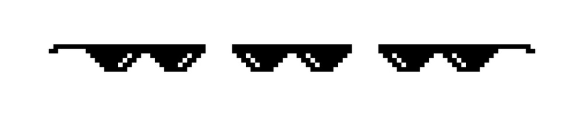 Black pixel glasses. Like a boss meme. Mafia gangster funky logo. Vector illustration graphic design