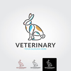Rabbit logo template - vector