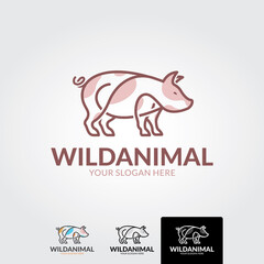 Pig logo template - vector
