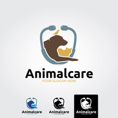 Animal care logo template - vector