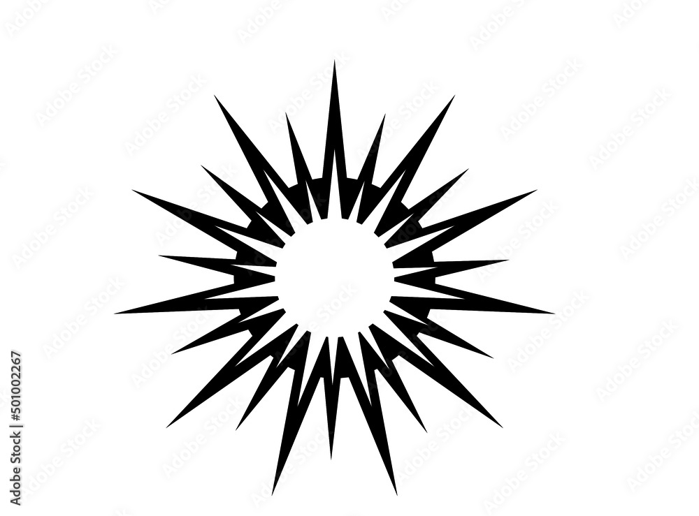 Aufkleber abstract multibeam black and white star. black pattern on white background pattern. modern vector ba