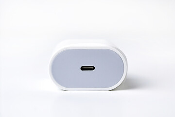 USB charger for fast smartphone charging on a white background.