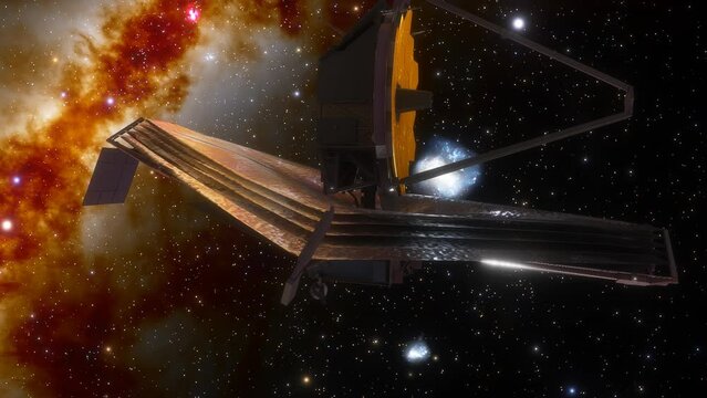Animation featuring the newly launched James Webb Space Telescope, the most powerful telescope ever launched into space