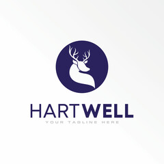 Simple and unique deer head inside circle block image graphic icon logo design abstract concept vector stock. Can be used as a symbol related to animal or initial