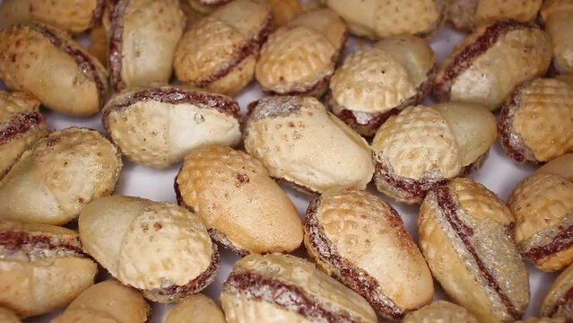 Sweet Nougat biscuits Closeup Video