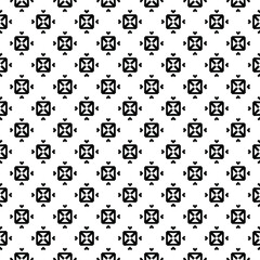 Black and white seamless pattern texture. Greyscale ornamental graphic design. Mosaic ornaments. Pattern template. Vector illustration. EPS10.