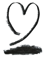 A hand-drawn heart. The heart was hand-drawn with charcoal.