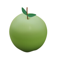 Green apple 3D render illustration isometric view isolated on white background