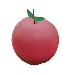 Red apple 3D render illustration isometric view isolated on white background