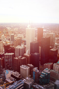 Toronto City Downtown At Winter View From CN Tower