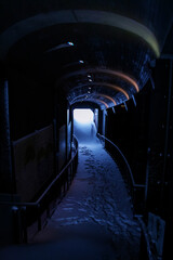 Heavy weather concept, snow covered underground passage