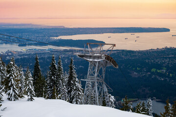Vancouver panorama and Capilano lake from Grouse Grind
