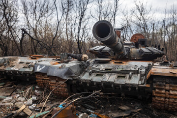 Destroyed tanks of Russian invaders in the vicinity of Kyiv