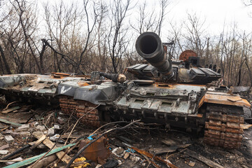 Destroyed tanks of Russian invaders in the vicinity of Kyiv