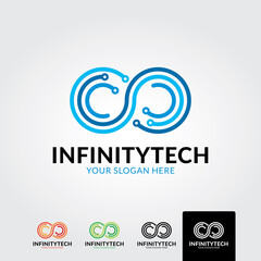 Tech infinity logo template - vector