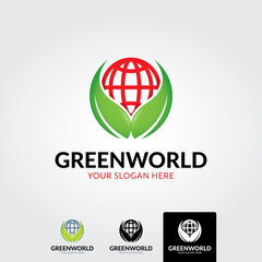 Green world logo template - vector