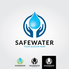 Safe water logo template - vector