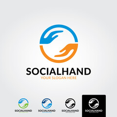 Social hand logo template - vector