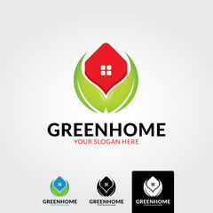 Green home logo template - vector
