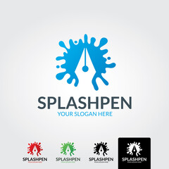 Splash pen logo template - vector
