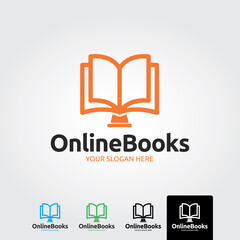 Online book logo template - vector