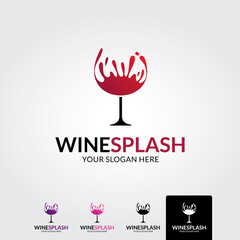 Wine splash logo template - vector