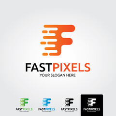 Fast pixel logo template - vector