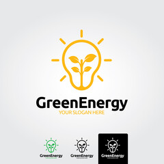 Green energy logo template - vector