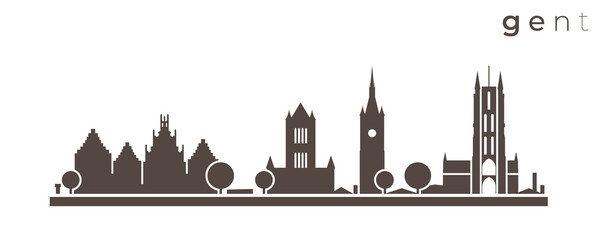Obraz premium Ghent Simple Monochrome Stylish Skyline