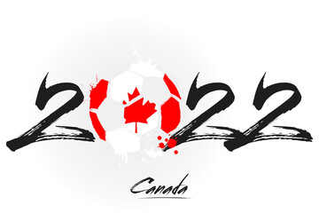 2022 and ball in flag colors of Canada