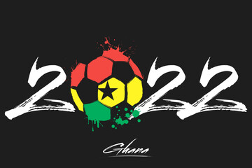 2022 and ball in flag colors of Ghana