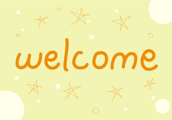 Word welcome, welcome typography, welcome orange
