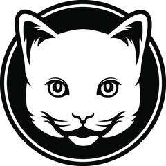 Cat Head Smile circle design vector