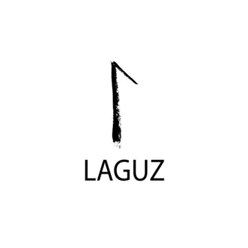 Laguz Rune. Hand drawn wax chalk, texture glyphs.
