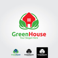 Green house logo template - vector