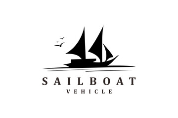 Silhouette of Dhow logo design, Traditional Sailboat from Asia  Africa