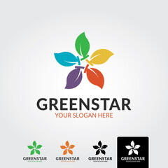 Green star logo template - vector
