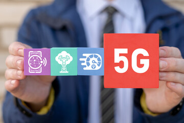 5G Telecommunication Technology. Concept of 5th Generation Mobile Wireless Internet Network Connection. 5G Web Communication.