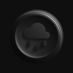 Dark Monochromatic Weather Forecast Icon. Isolated 3D Round Button. Vector illustration