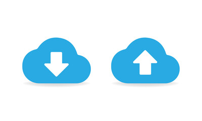 Cloud storage icons. Cloud download and upload files Vector EPS 10 - obrazy, fototapety, plakaty