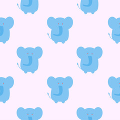 Animal pattern seamless for Baby  with elephant on pink background. Vector elephant seamless pattern.
