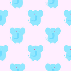 Animal pattern seamless for Baby  with elephant on pink background. Vector elephant seamless pattern.