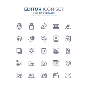 Editor simple line icon set for website and mobile app. Icon outline which can be edited as needed.