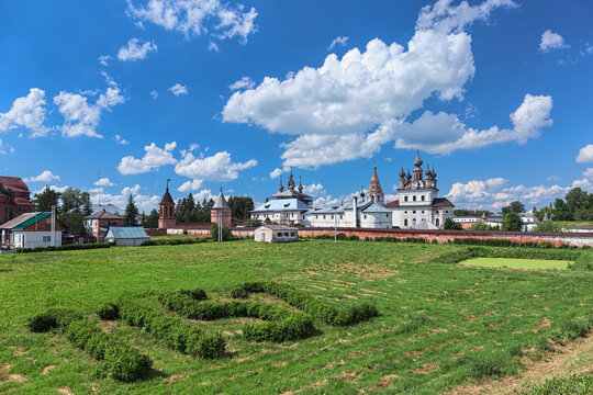 Yuryev-Polsky, Russia. Archangel Michael Monastery inside the earth ramparts of the former town's kremlin. The town was founded in 1152. The monastery was founded in the 13th century.