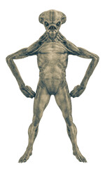 hammerhead alien exploring arround