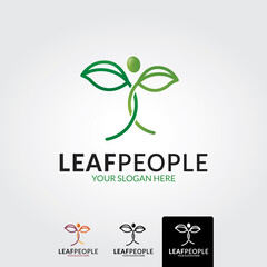 Leaf people logo template - vector