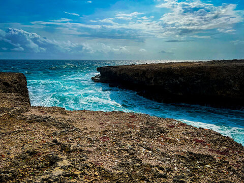 Waves at Shete Boka National Park Boka Kalki in Curacao