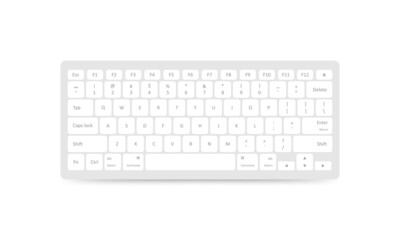 Realistic white computer keyboard isolated. Vector illustration EPS 10